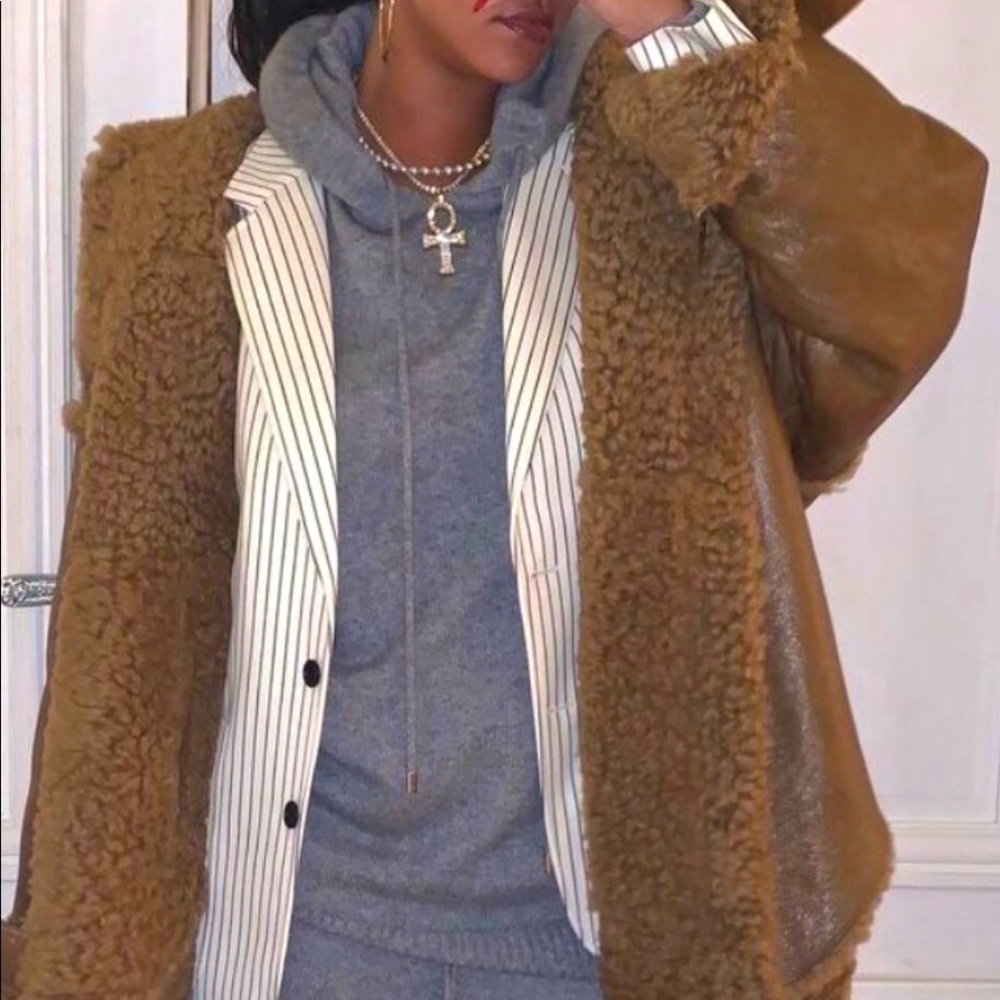 Fenty Rihanna $3660 shearling leather coat. New auth oversized reversible jacket